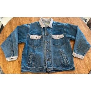 Vintage Visage Denim Jacket M Corduroy Collar 90s Oversized Trucker